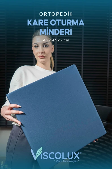 Kare Ortopedik Minder - Kare Oturma Minderi Tekerlekli Sandalye Ofis Araba Minderi Mavi ürün görseli 1