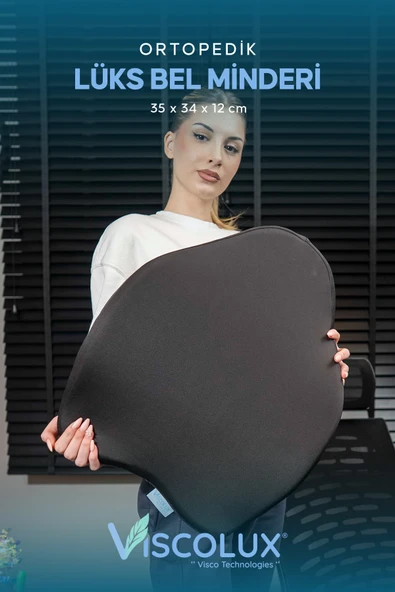 Ortopedik Lüks Bel Destek Yastığı - Premium Visco Bel Destek Minderi Siyah 54x42x9 ürün görseli 1