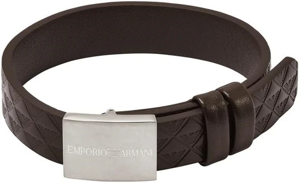 Emporio Armani Erkek Gümüş Deri Bileklik, EGS3135040, Tek Beden, Deri, Taşsız ürün görseli 1
