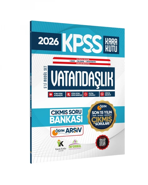 İnformal Yayınları 2026 KPSS Lisans Önlisans Ortaöğretim Vatandaşlık Kara Kutu ÖSYM Son 15 Yıl Çıkmış Soru Bankası ürün görseli 1