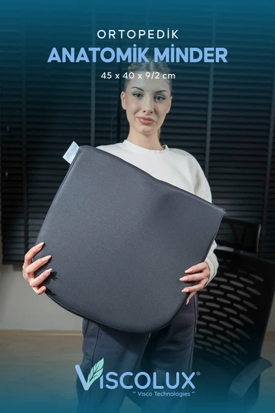 Anatomik Visco Ortopedik Minder - Ofis Araba Sandalye Minderi Füme 44x36x9/2 ürün görseli 1