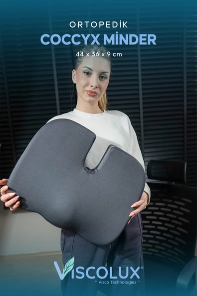 Coccyx Ortopedik Oturma Minderi - Visco Kuyruk Sokumu Minderi Hemeroid Füme 44x36x9,5 ürün görseli 1