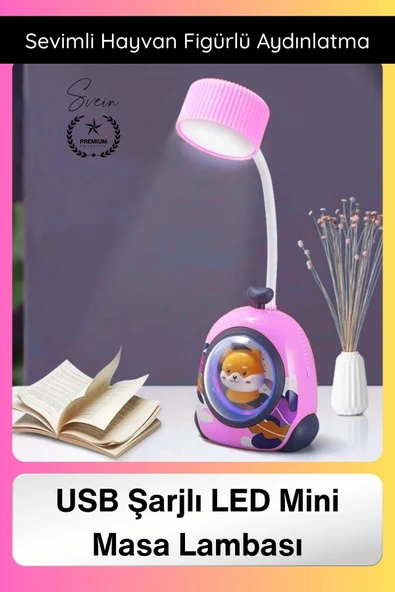 #MasaLambası USB Şarjlı LED Mini Masa Lambası Çocuklar İçin Hayvan Figürlü Pet Kabin Sevimli ürün görseli 1