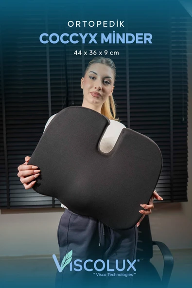 Coccyx Ortopedik Oturma Minderi - Visco Kuyruk Sokumu Minderi Hemeroid Siyah 44x36x9,5 ürün görseli 1