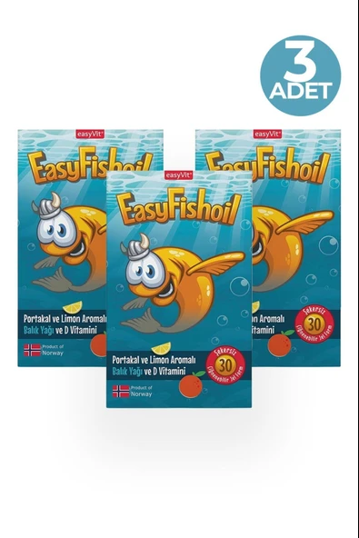 EasyFishoil Çocuk Portakal Aromalı 30 Çiğneme Tablet 3 Adet ürün görseli 1