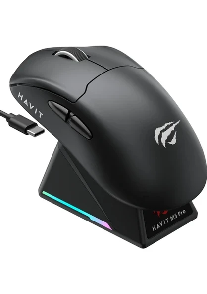 Havit Gamenote M5 Pro Superlight Kablosuz Gaming Mouse - 30.000 Dpı, PAW3950 - Rgb Şarj Standlı - Ekranlı ürün görseli 1