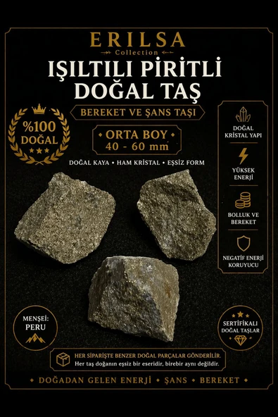 Sertifikalı Işıltılı Pirit Doğal Taş Kütle 40-60 mm Orta Boy Ham Pirit Taşı ürün görseli 1