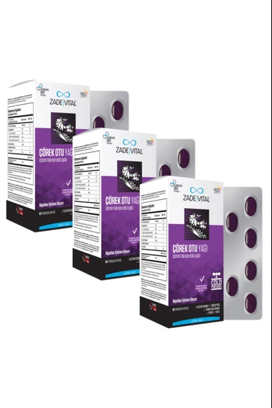 Zade Vital Çörek Otu Yağı 900 mg 60 Blister Kapsül 3 Adet ürün görseli 1