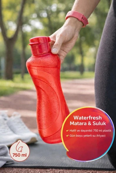 Kırmızı 750 ml Matara Suluk Su Şişesi Plastik Hafif Dayanıklı Spor Okul Günlük Kullanım ürün görseli 1