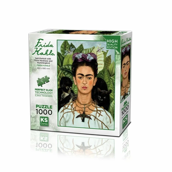 20665 Diken Kolye ve Sinek Kuşlu Kendi Portresi Frida Kahlo 1000 Parça Puzzle ürün görseli 1