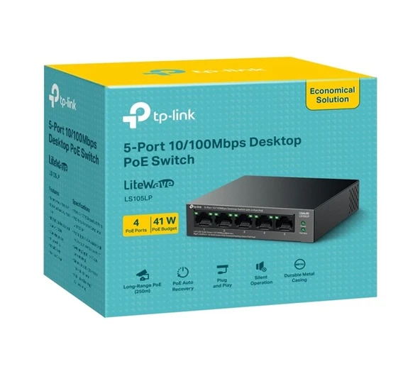 Tp-Link LS105LP 5 Port 10/100 4 Port PoE Switch ürün görseli 1