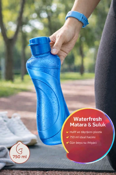 Mavi 750 ml Matara Suluk Su Şişesi Plastik Hafif Dayanıklı Spor Okul Günlük Kullanım ürün görseli 1