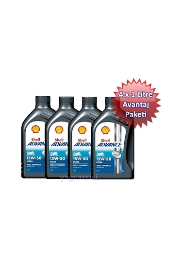 Shell Advance 4t Ultra 15w50 4x1 Litre Avantaj Paketi - 0781387029524 ürün görseli 1