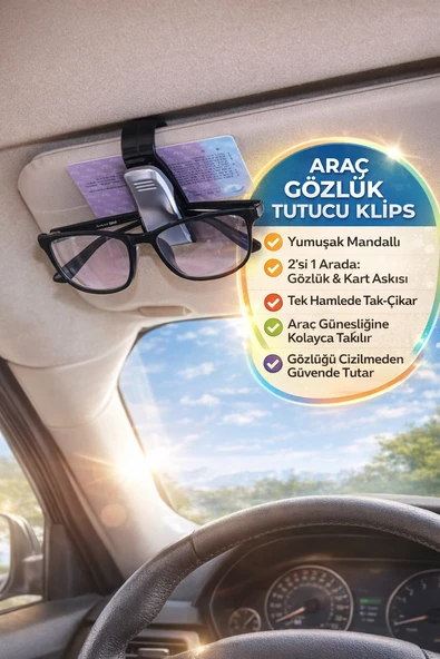 Araç Gözlük Tutucu Klips Güneşlik Mandallı Gözlük Askısı Oto Gözlük Aparatı Kart Tutucu ürün görseli 1
