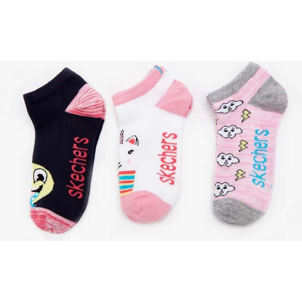 Skechers 3 lü Kız Çocuk Çok Renkli Çorap ürün görseli 1