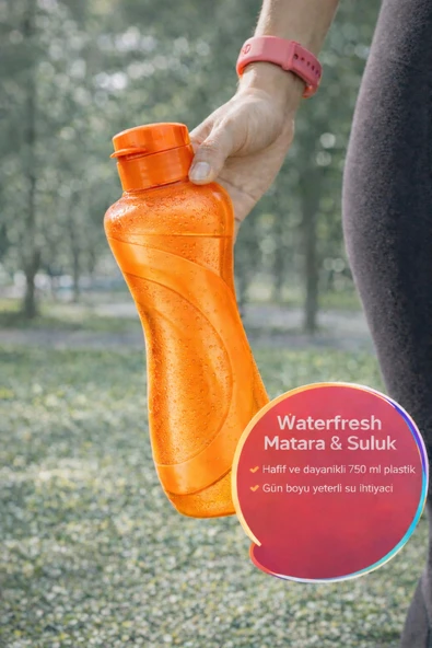 Turuncu 750 ml Matara Suluk Su Şişesi Plastik Hafif Dayanıklı Spor Okul Günlük Kullanım ürün görseli 1