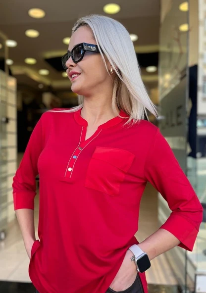 POLO YAKA TAŞ CEPLİ TRİKO - Resim 4