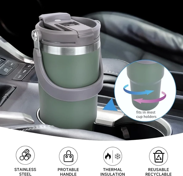 Termos 900 ML Pipetli Termos Bardak (5517) - Resim 4