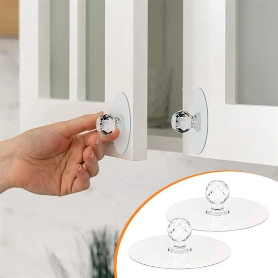 2 Adet Kristal Kendiliğinden Güçlü Yapışkanlı Kulp Askısı Tutma Kolu (5517) ürün görseli 1