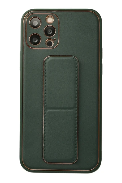 Mey İthalat®   iPhone 12 Pro Kılıf Coco Deri Standlı Kapak - Yeşil ürün görseli 1