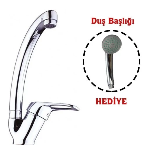 Mix Kuğu Mutfak Evye Batarya + Duş Başlığı Hediyeli ürün görseli 1