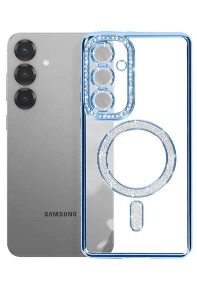Mey İthalat®  Samsung Galaxy S26 Plus Joke Simli Magneticsafe Kılıf - Mavi ürün görseli 1