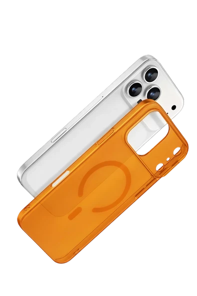 Mey İthalat®   iPhone 17 Pro Max Combo Sert Şeffaf Magsafe Kapak - Turuncu ürün görseli 1