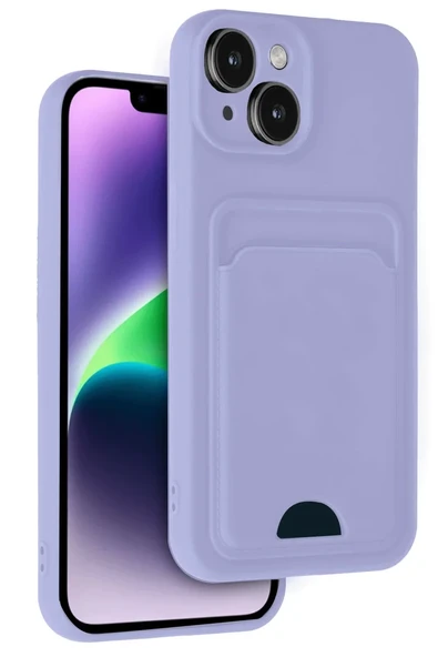 Mey İthalat®   iPhone 14 Kılıf Kelvin Kartvizitli Silikon - Lila ürün görseli 1