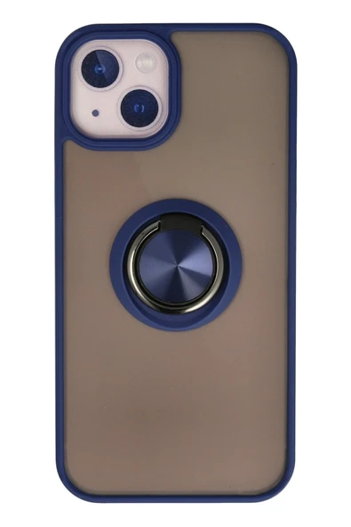 Mey İthalat®   iPhone 15 Kılıf Montreal Yüzüklü Silikon Kapak - Lacivert ürün görseli 1