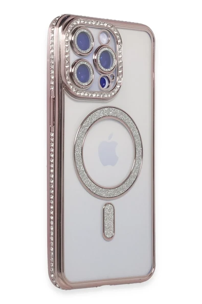 Mey İthalat®   iPhone 15 Pro Max Kılıf Joke Simli Magneticsafe Kılıf - Pembe ürün görseli 1