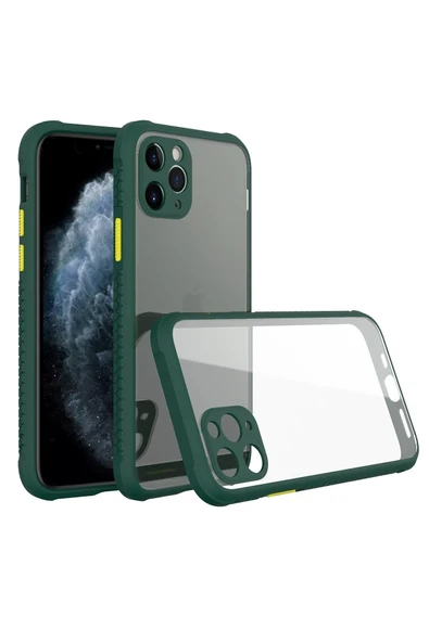 Mey İthalat®   iPhone 11 Pro Max Kılıf Miami Şeffaf Silikon - Koyu Yeşil ürün görseli 1