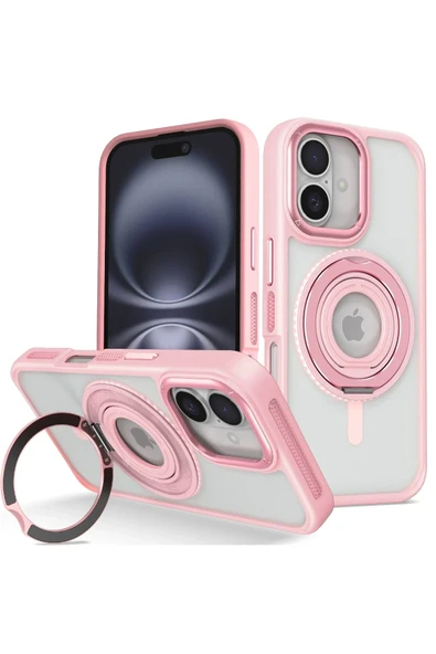 Mey İthalat®   iPhone 16 Banza Magsafe Standlı Kapak - Pembe ürün görseli 1