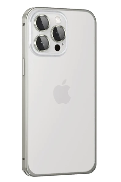 Mey İthalat®   iPhone 15 Pro Metal Bumper Mat Kapak - Gri ürün görseli 1