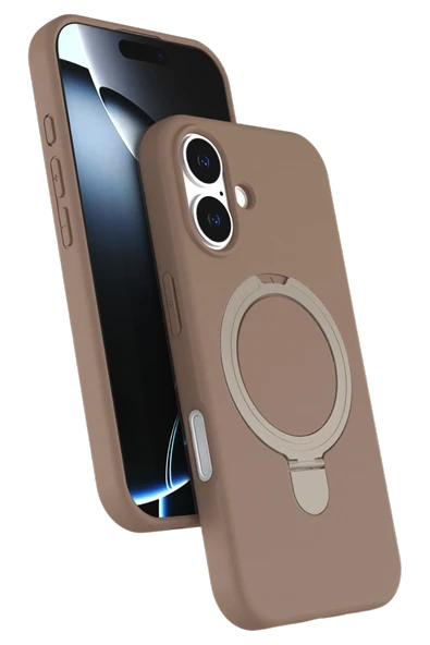 Mey İthalat®   iPhone 16 Plus Regal Magsafe Standlı Kapak - Çöl Titanyum ürün görseli 1