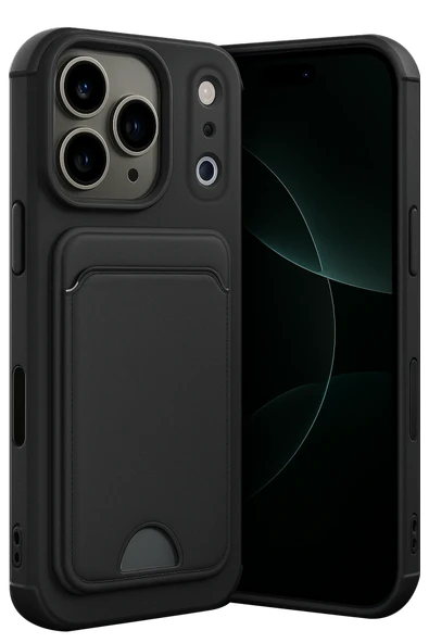 Mey İthalat®   iPhone 17 Pro Kelvin Kartvizitli Silikon - Siyah ürün görseli 1