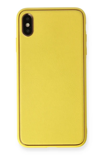 Mey İthalat®   iPhone XS Max Kılıf Coco Deri Silikon Kapak - Sarı ürün görseli 1
