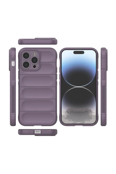 Mey İthalat®   iPhone 14 Pro Max Kılıf Optimum Silikon - Mor - Resim 3
