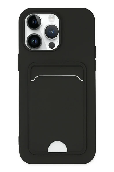 Mey İthalat®   iPhone 14 Pro Kılıf Kelvin Kartvizitli Silikon - Siyah ürün görseli 1