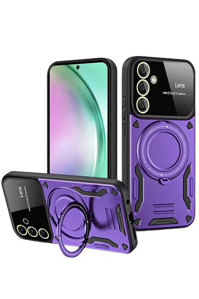 Mey İthalat®  Samsung Galaxy S24 FE Kılıf Joy Lens Standlı Kapak - Mor ürün görseli 1