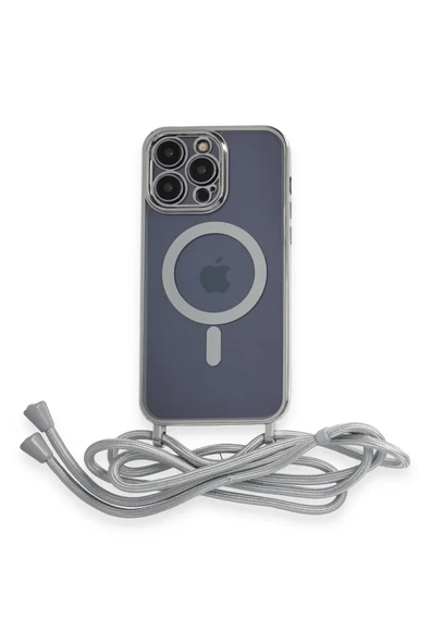 Mey İthalat®   iPhone 12 Pro Kılıf Divo Lazer Askılı Magsafe Kapak - Gümüş ürün görseli 1