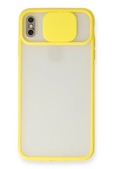 Mey İthalat®   iPhone X Kılıf Palm Buzlu Kamera Sürgülü Silikon - Sarı ürün görseli 1