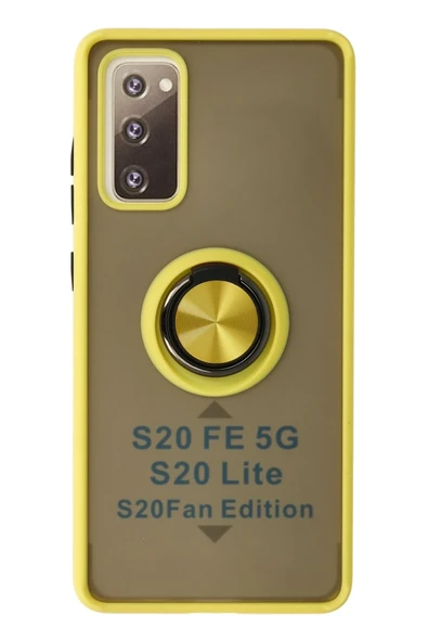 Mey İthalat®  Samsung Galaxy S20 FE Kılıf Montreal Yüzüklü Silikon Kapak - Sarı ürün görseli 1