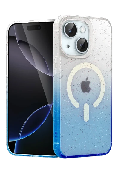 Mey İthalat®   iPhone 15 Plus Pummel Shiny Magsafe Kapak - Mavi ürün görseli 1