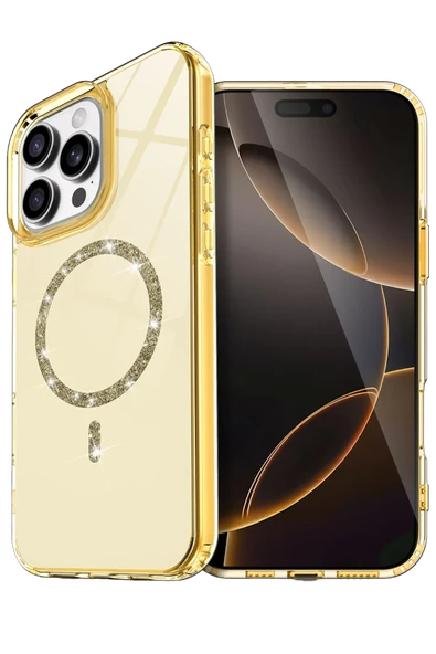 Mey İthalat®   iPhone 16 Pro Max Live Diamond Magsafe Kapak - Sarı ürün görseli 1