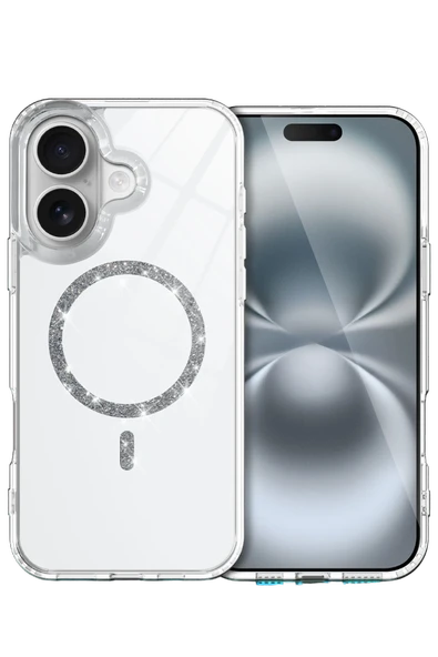 Mey İthalat®   iPhone 16 Plus Live Diamond Magsafe Kapak - Şeffaf ürün görseli 1