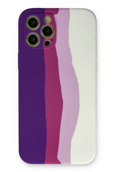 Mey İthalat®   iPhone 12 Pro Max Kılıf Ebruli Lansman Silikon - Mor-Beyaz ürün görseli 1