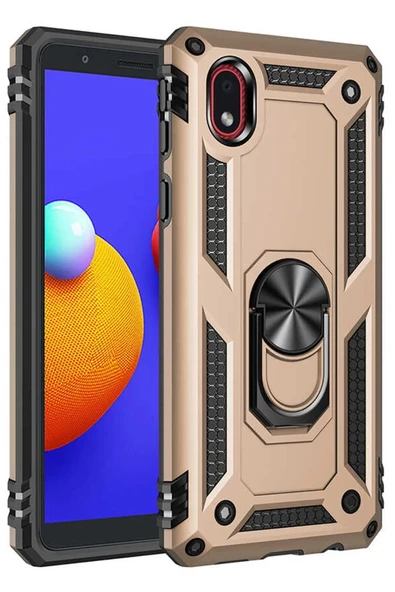 Mey İthalat®  Samsung Galaxy A01 Core Kılıf Sofya Yüzüklü Silikon Kapak - Gold ürün görseli 1