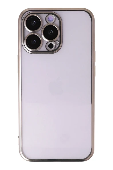 Mey İthalat®   iPhone 14 Pro Max Kılıf  Lensli Silikon - Gold ürün görseli 1