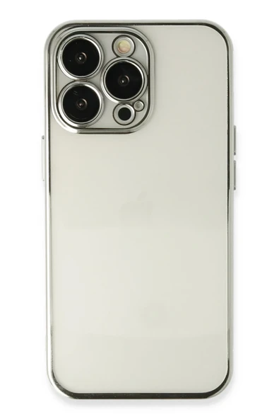 Mey İthalat®   iPhone 14 Pro Kılıf  Lensli Silikon - Gümüş ürün görseli 1