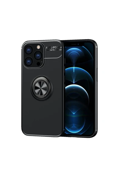 Mey İthalat®   iPhone 13 Pro Kılıf Range Yüzüklü Silikon - Siyah ürün görseli 1